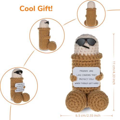 WenmthG Funny Gift for Dead Buddy and Friend Mini Funny Knitted Doll with Positive Card - Image 2