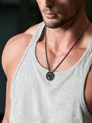 U7 Men Women Fitness Dumbbell Necklace Stainless Steel Weight Plate Barbell Chain Pendant Necklace,Chain 22"+2" Extender, with Gift Box2