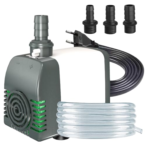 Bomba de agua sumergible 35W 2500L/H, apagado automático por falta de agua, protección contra sobrecalentamiento y ultrasilenciosa. Incluye cable de 1.8m Ideal para estanques, fuentes e hidroponía.