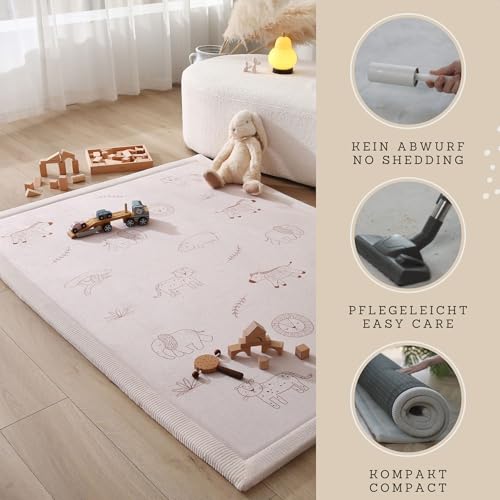 Image of Hakuna Matte CloudSoft Baby Play Mat for Floor 47 inch x 67 inch Safari Animals | Coral Velvet high-density foam Rug for Crawling Cozy Play - Non-Slip, Water-Resistant, Easy-Care Tummy Time Mat