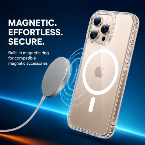 Image of MAGA Back Case Cover for Apple iPhone 16 Pro Max, Crystal Clear Magnetic Case Compatible with MagSafe, Hybrid Hard PC Back & Soft TPU Bumper, Shockproof Protective Cover - Clear