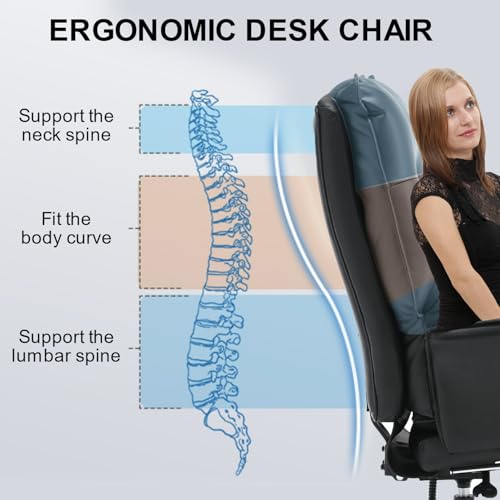 Image of Big and Tall Office Chair with Footrest, 500Lbs Heavy Duty Executive Office Chair with Wide Seat,Ergonomic High Back Computer Chairs for Heavy People,Home Office Desk Chair,Black