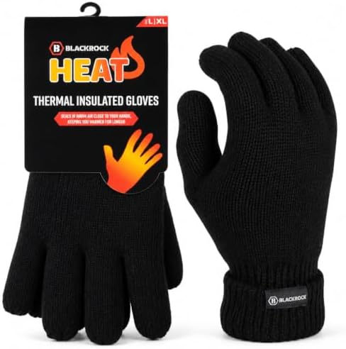 Blackrock HEAT Thermal Gloves, Mens Gloves, Womens Gloves, Winter Gloves, Black Gloves, Womens Mens Accessories, Warm, Heated Clothing, Wooly Gloves, Warmer, Hiking, Fleece, Unisex Large/XL