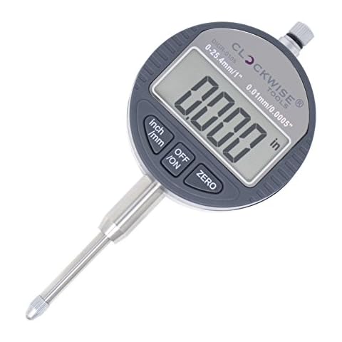 Clockwise Tools Digital Indicator, DIGR-0105 0-1 Inch/25.4mm, Inch/Metric Conversion, Auto Off Cover