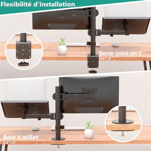Support pour ordinateur portable et moniteur pour bureau epure