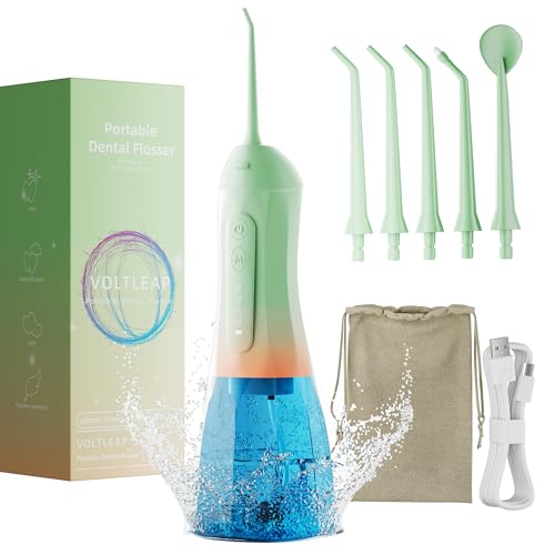 Water Flossers for Teeth, Electric Floss for Adults & Kids, Water Dental Picks, Cleaning and Flossing, Portable Flossers for Travel Size, Gums, Dental Care with Travel Bag, Waterproof - Green/Pink