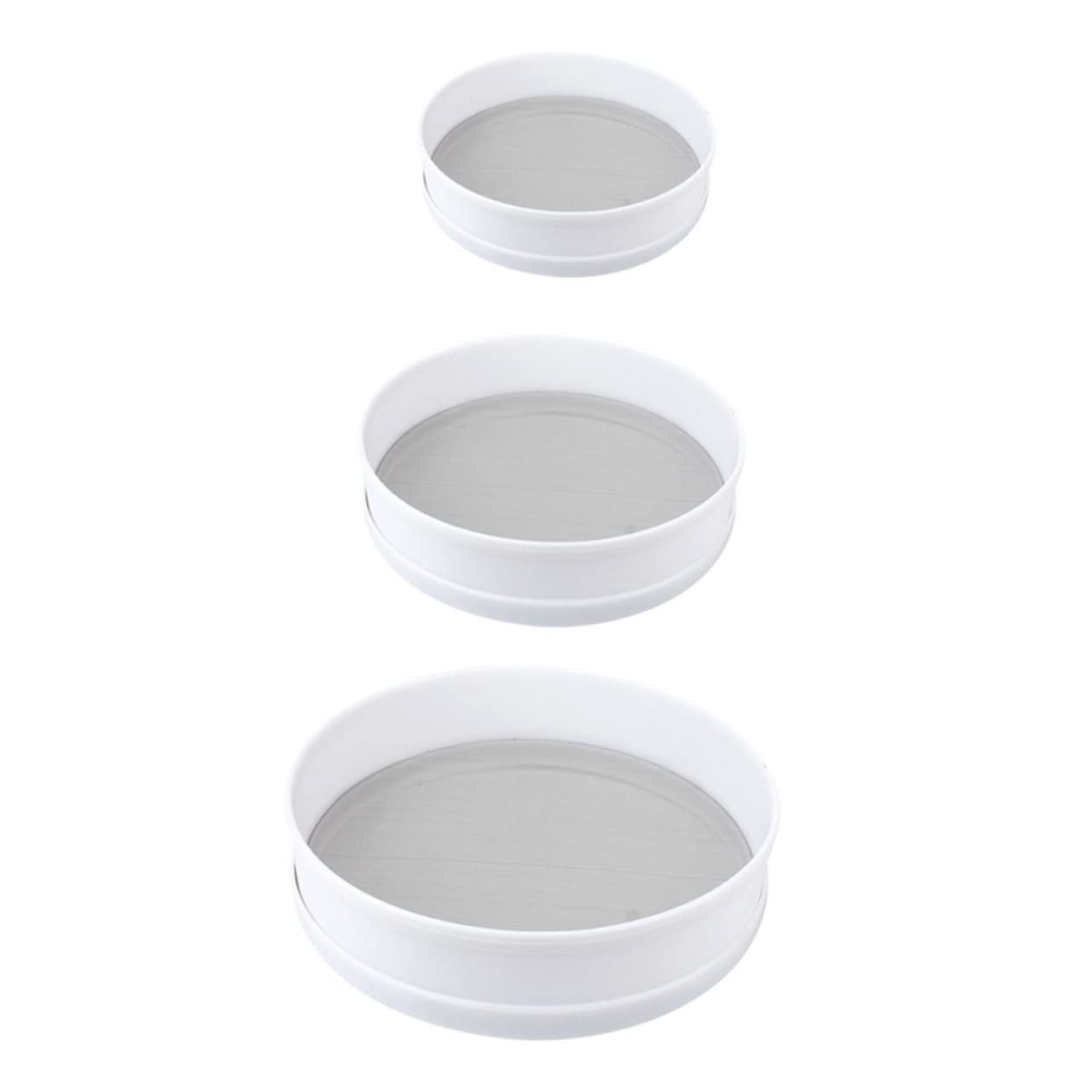 SOLUSTRE 3pcs Round Flour Sifters Mesh Kitchen Baking Filter for Cake Pastry White Flour Sieves for Powdered Sugar