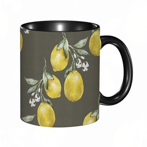 reyawdf Taza Original Personalizada, Ramas de limón floral Pétalos Esencia de crecimiento Temáti,330ml, Cerámica, Regalo Creativo para Café, Té, Regalo de Cumpleaños y Navidad - Apta para Lavavajillas