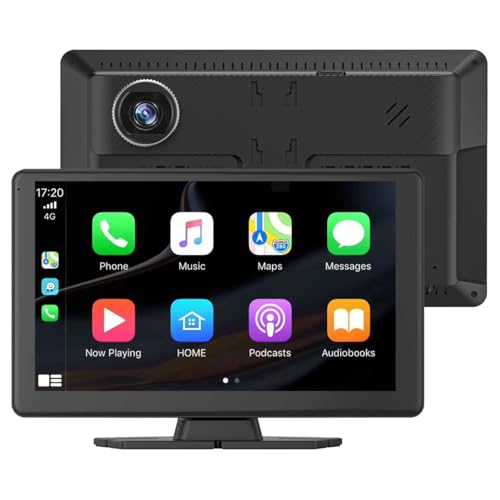 9' Portable Carplay Screen for Car Wireless CarPlay & Android Auto Carscreen wiht 5K Dash Cam & 1080p Backup Camera/Bluetooth/GPS/Voice Control/Mirror Link