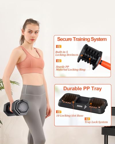 Image of Adjustable Dumbbell Set, 10-in-1 25LB /50LB /90LB Ajustable Dumbbells with Safe Locking System, Enclosed Storage Tray, 1 Sec Fast Adjustment, Comfortable Non-Slip Textured Grip, Suitable for Home Gym Workouts Men and Women