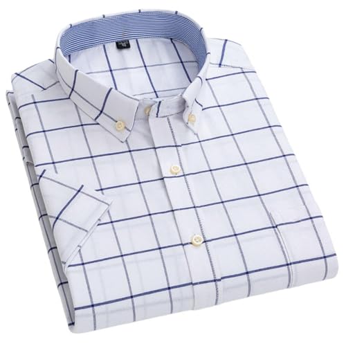 Chemise homme carreaux coton Oxford manches courtes décontractée