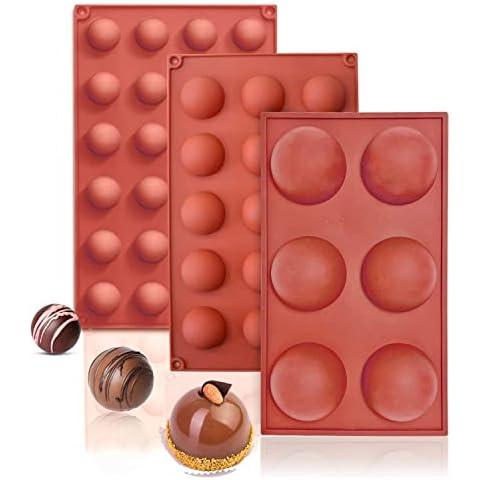 Semi Sphere Silicone Mold, Silicone Chocolate Molds,3 Packs Baking Molds for Making Chocolate, Cake, Jelly, Dome Mousse (6 Cups, 15 Cups and 24 Cups) Cover