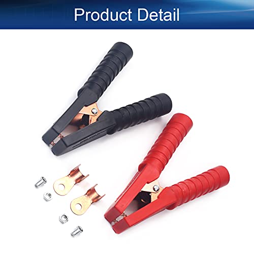Image of Heyiarbeit 2Pcs 300A Heavy-Duty Insulated Alligator Clips Battery Electrical Test Clips for Car Auto Vehicle Boat, Red and Black