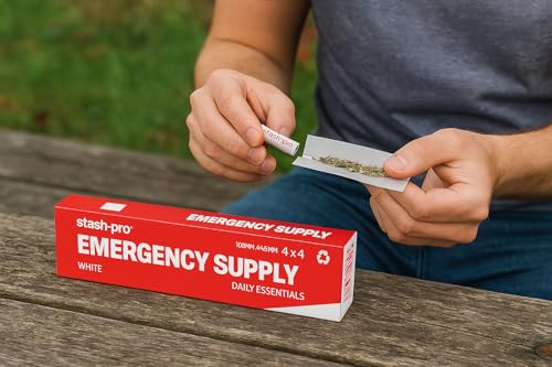 Image of Stash-Pro Emergency Supply - 4 White Rolling Papers + 4 Tips per Booklet, Pack of 4 (10 Booklets Each), - 160 Papers & Tips Total