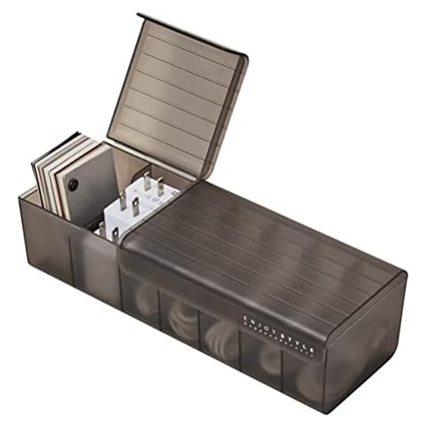 Mrisata Multi-Grid Data Cable Storage Case Data Cable Management Box Dustproof Wires Keeper Cable Storage Bin Cover