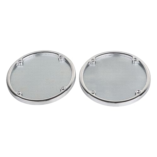 Image of Rear Speaker Trim Mesh Speaker Grills Cover for Harley Touring Electra Glide 1996-2013 Street Glide FLHX 2006-2013,Chrome Trim+Chrome Mesh