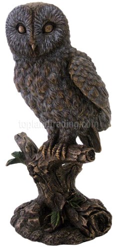 Bronzed Finish Barn Owl on Branch Sculpture
