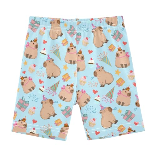 Cute Capybara Birthday Party Girls Shorts Elastic Waist Sports Shorts Girls Leggings Pants for 4-10 Years