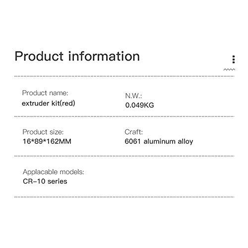 Gecheer Extrusora de Creality 3D ajustada para acessórios da impressora da extrusora de metal 3D da