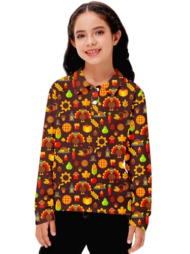 Remimi Kids Halloween Print Polo Shirt Long Sleeve Collared Shirts 5-14 Years3