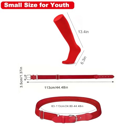 Baseball Socks and Belt Combo for Youth Adult, Boy Girl Softball Tee Ball Elastic Socks (2 Pairs Socks and 1 Belt)3