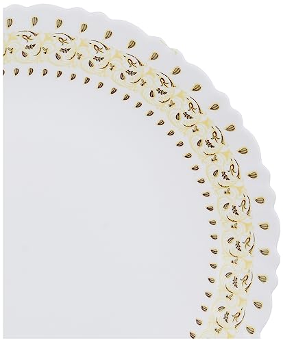 Image of Larah by Borosil Ora Gold Fluted Series Opalware Dinner Set | 36 Pieces for Family of 8 | Microwave & Dishwasher Safe | Bone-Ash Free | Crockery Set for Dining & Gifting | Plates & Bowls | White