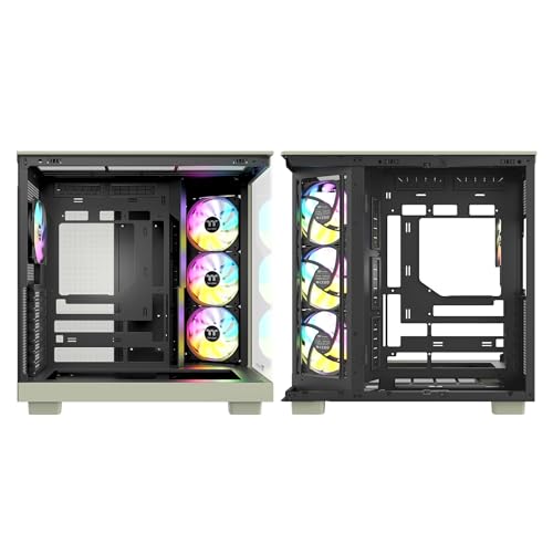 Image of Thermaltake View 380 XL WS ARGB; Mid Tower Chassis; Side Wood Trim; 4x120mm ARGB Fans Included; 420mm GPU Clearance; ATX /mATX /mITX; Hidden Connector Support; Dual Chamber;Matcha Green;CA-11E-00MEWN-WS