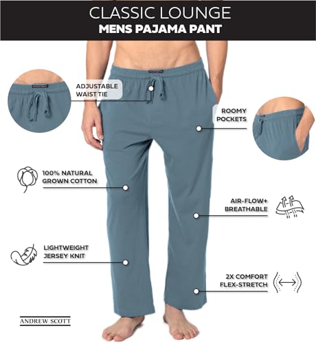 Andrew Scott Men's Soft & Light 100% Cotton Drawstring Yoga Lounge & Sleep Pant2