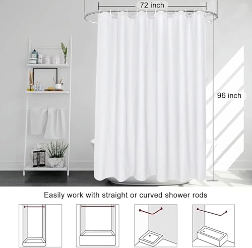 Rideau de douche tissu blanc imperméable 130x220 cm lavable - 4