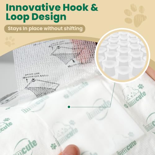 Image of IMMCUTE Small Dog Diaper Liners, 100 Count, Ultra Absorbent Booster Pads with Hook & Loop, Non-Slip Disposable Pads for Male Belly Bands, Female Dogs in Heat & Incontinence