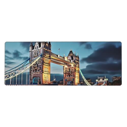 Tapis de clavier grand format résistant à l'usure motif Tower Bridge Londres