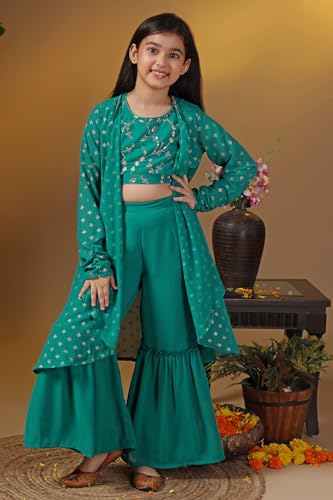 Image of Fashion Dream Girls Georgette Embroidered Palazzo Set|Kids Ethnic Wear|sharara set for girls|Indo Western Set