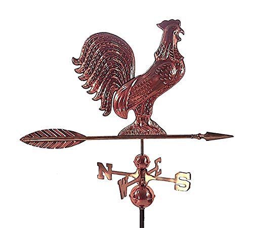 Dalvento 204C Rooster Weathervane Pure Copper with Traditional Directionals and Globes, Large - Image 3
