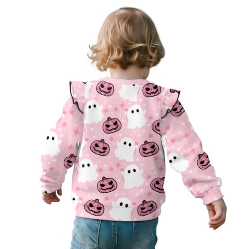doginthehole Toddler Baby Girls Halloween Sweatshirt 1-8T Long Sleeve Ruffle T Shirts Cute Crewneck Pullover Tops2