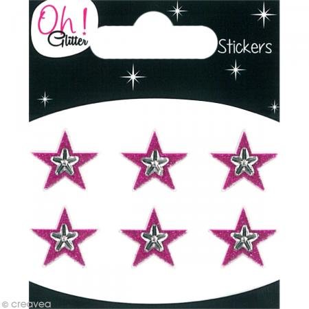 DRAEGER PARIS 1886 Pegatinas de Estrellas Brillantes, Papel, Fucsia, 6,5 x 8 x 0,2 cm