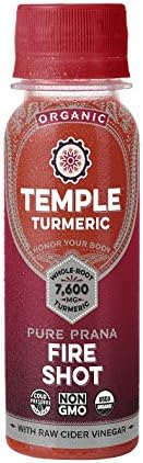 Pure Prana Fire Shot - Organic, Non-GMO, Cold-Pressured Cider Vinegar Shot with Whole Root Turmeric and Synergistic Adaptogens - 3-Ounce Bottles (Pack of 12)
