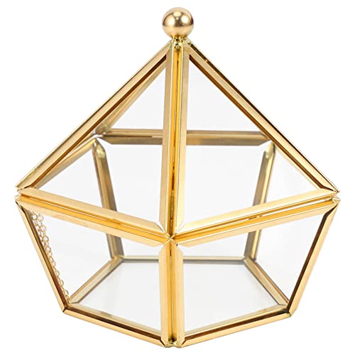 RONGKUN Cajas para Joyas de Vidrio, Caja de anillo de cristal Caja de joyería de boda Caja de cristal de flor inmortal Decoración, Caja Regalo para Collar, Pulsera, Pendientes Cover