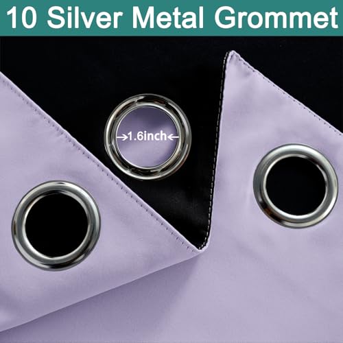 Image of Yakamok Lilac 100% Blackout Patio Door Curtain Panels W70 x L84,1 Panel | Noise Reducing Barrier Panel for Sliding Glass Door, 2 Thick Layers Heat Full Light Blocking Patio Door Drapery