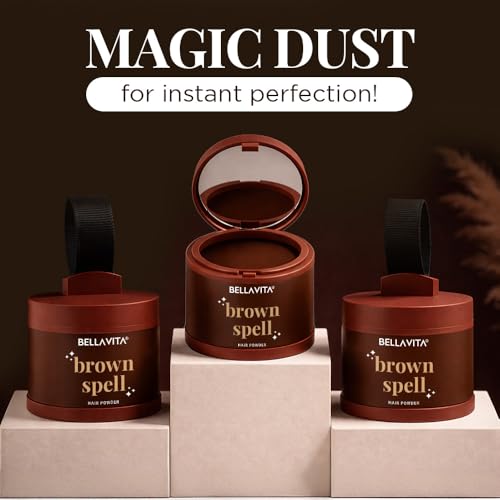 Image of BELLAVITA Brown Spell Hair Powder | Instant Grey Coverage & Thinning Spot Concealer | Smudge-Proof, Sweat-Resistant & Long-Lasting Formula | Natural looking colour | 4g