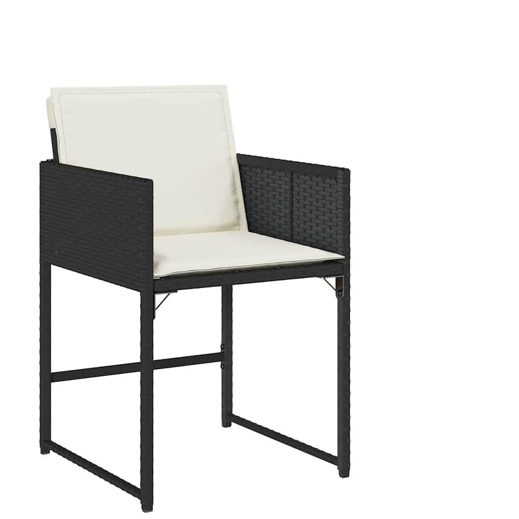 Chaise de jardin pliante en rotin synthétique noir avec coussin lavable charge 110kg