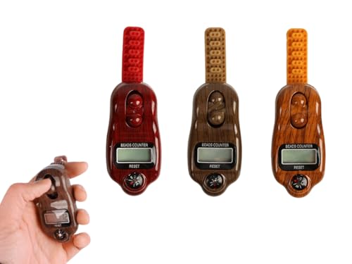 Abiyou Digital Beads Counter, 3 Pieces Digital Tasbih Tally Counters, Digital-Counter with Compass, Resettable Finger Counter,Electronic Rotating Prayer Beads Counters,for Meditation,Muslim Prayer