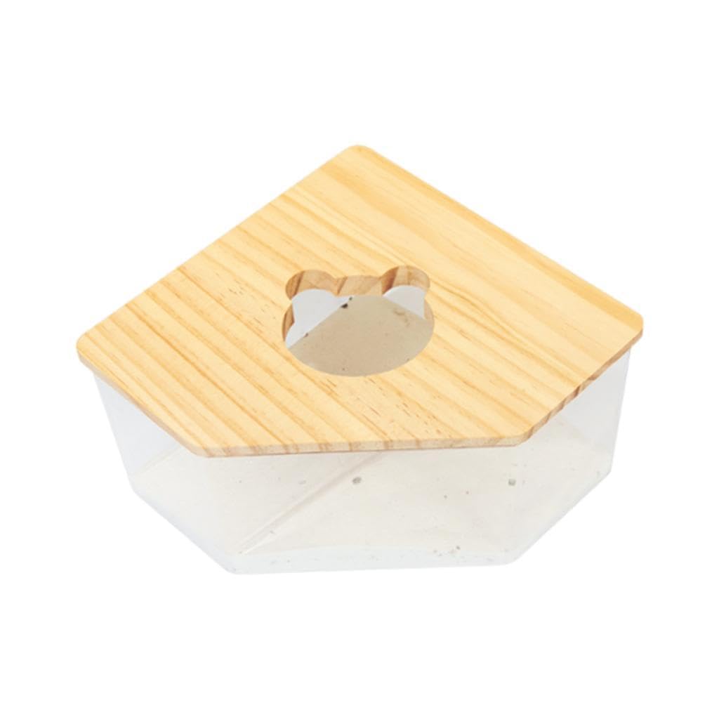 Bac à sable pour hamster en acrylique avec un couvercle en bois