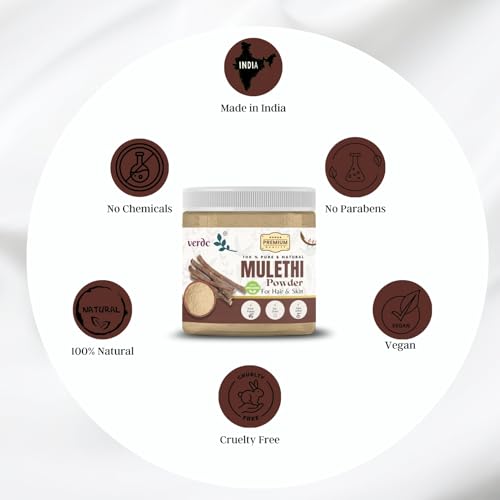 Image of 100% Pure & Natural Mulethi (Glycyrrhiza glabra, Liquorice, Yashimadhu) Powder for Face /Hair /Skin - Pigmentation-Free Skin Whitening Facepack - (100 GM)