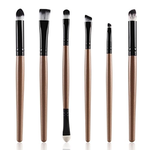 Lookatool 6PCS Cosmetic Makeup Brush Lip Makeup Brush Eyeshadow Brush (Gold)