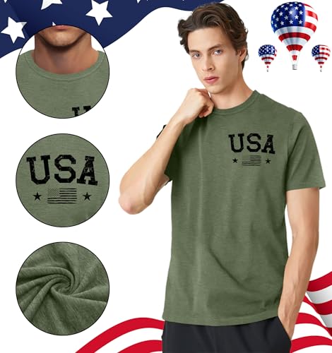 Image of Ithalt Men's American Flag Shirt 4th of July T-Shirt USA Patriotic Tee Shirt Independence Day Top