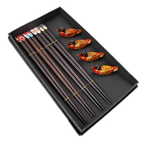 LckCryspho 竹箸セット、箸と箸置き付き ? 天然素材の和食器、携帯用ボックス入りで持ち運び便利、滑らかデザイン