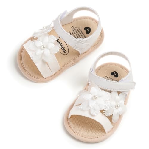 Image of HsdsBebe Baby Girls Sandals Bohemia Flower Bow Soft Sole Toddler First Walkers Beach Summer Shoes