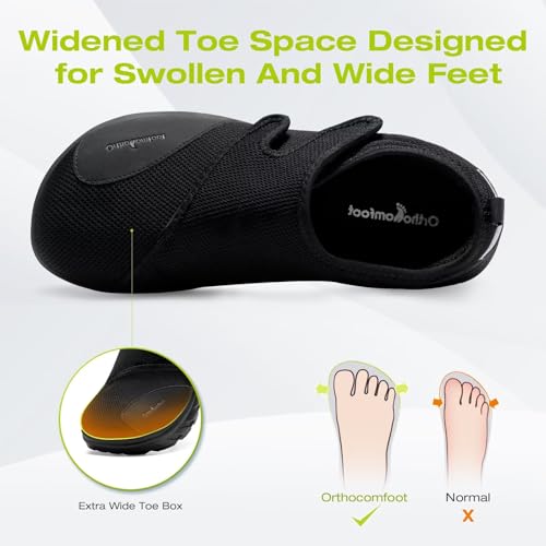 OrthoComfoot Men's Orthopedic Diabetic Extra Wide Walking Shoes: Adjustable Arch Support Plantar Fasciitis Slip-On for Swollen Feet, Comfortable Orthotic Easy Top Loafers for Foot and Heel Pain2