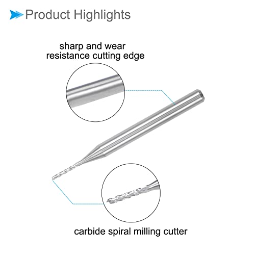 Image of Carbide End Mill Engraving Milling Bits, 0.9mm Bit Dia. 1 /8 inch Shank, CNC Cutting Router Bits Tool - (Applications: for PCB Machine), 10-Pieces