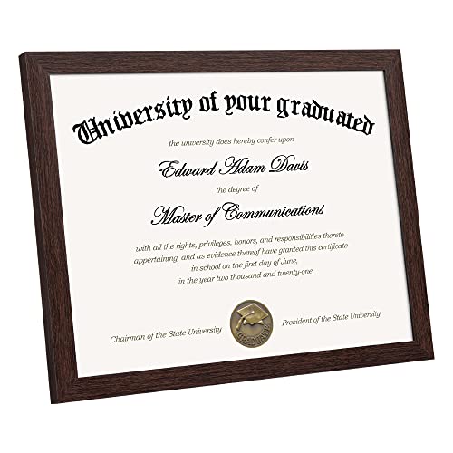 Image of upsimples Certificate Frame, 8.5 by 11 Glass Diploma Frames, 10 Pack, Brown